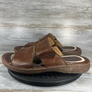 Born Men’s Brown Leather Slide Sandals Size 12